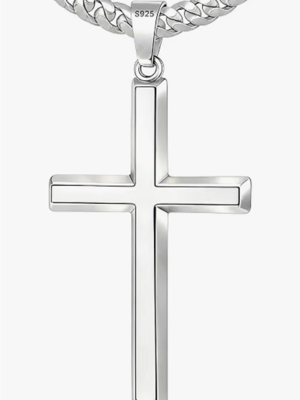 Sterling Silver Cross Pendant Necklace - Polished Silver